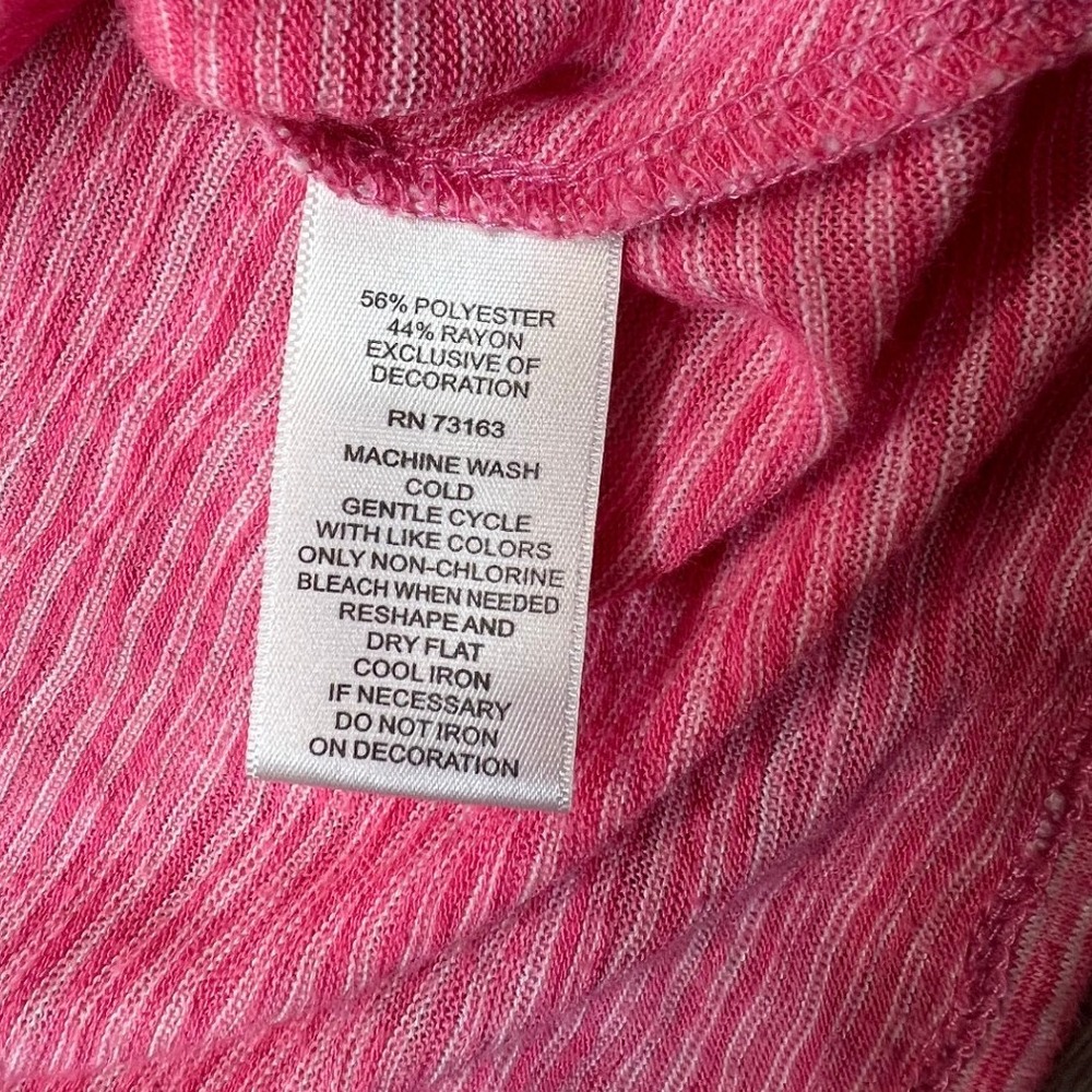 Cupio Womens Twist Front Top Size Medium Pink Striped Short Sleeve Casual Blouse - Picture 4 of 11